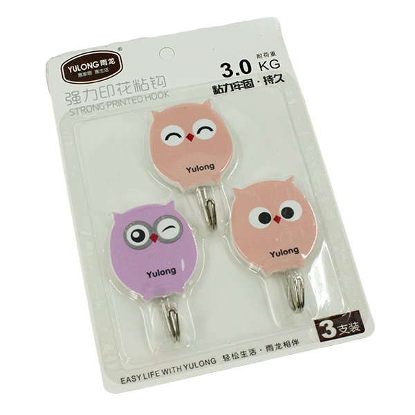 Крючки фигурные 3шт (пластик, металл)