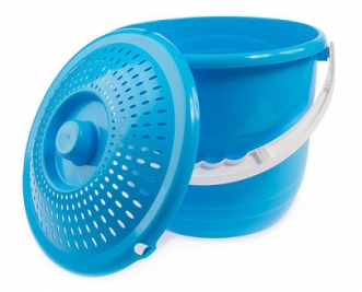 Ведро 10л "Practic Lux" с перф. крышкой (голубая лагуна) (то)