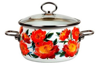 Кастрюля 2л. "PEONY" сфер.,бел.