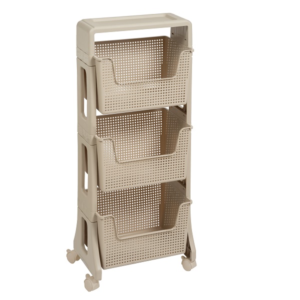 Этажерка "Лофт" 3-х ярусная на колесах (латте) (то)