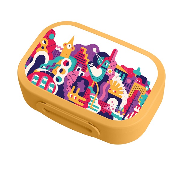 Ланч-бокс с декором 0,98л "ГОРОДСКИЕ ФАНТАЗИИ" (Желтый)(то)