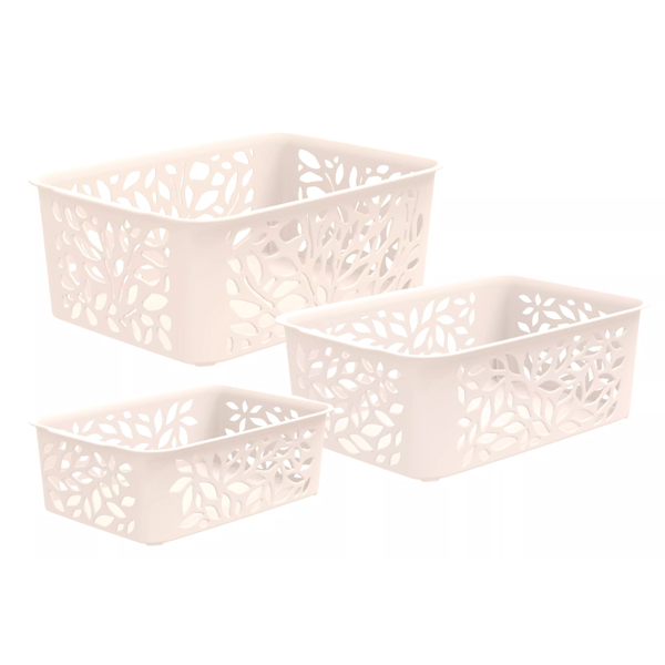 Набор корзин Leaves 3шт (1,2+2,3+4л)(молочный) (то)