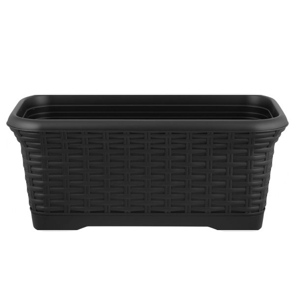 Горшок прямоугольный Rattan 40см, 7л, съемный поддон, горький шоколад