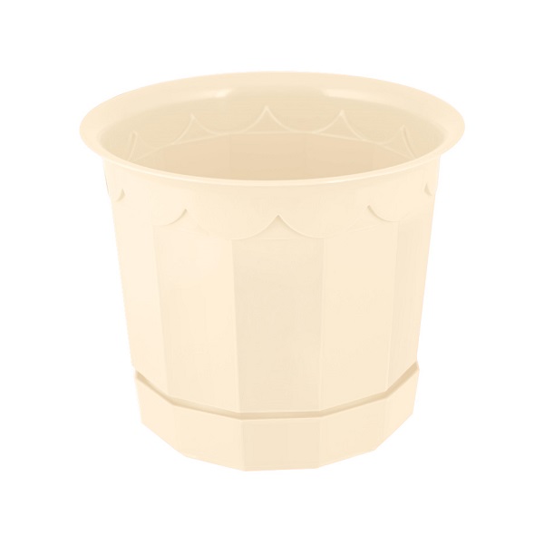 Горшок для цветов с поддоном D20см 3,2л (молочный) (то)