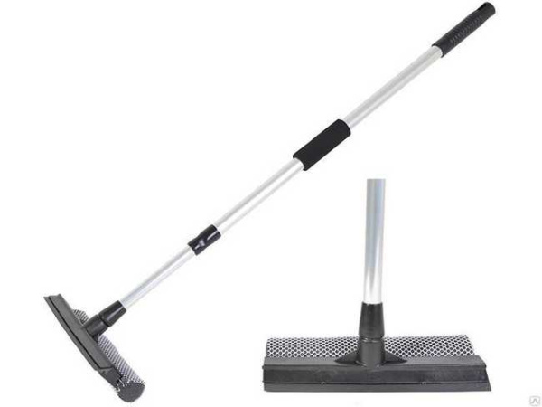 Окномойка 25см, ручка-телескоп 60-95см алюминиевая (черная)