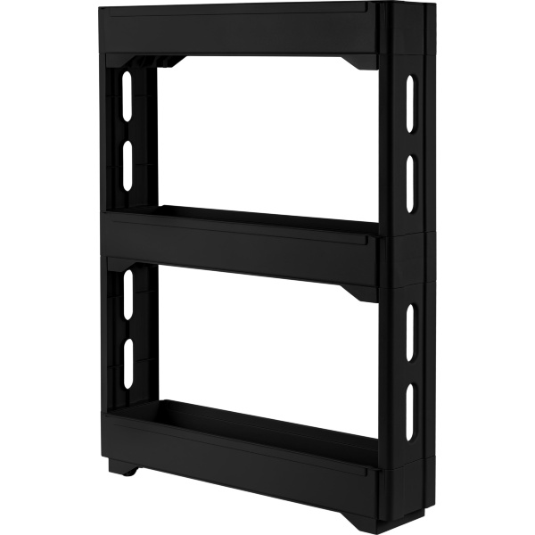 Этажерка 3-х секц.узкая Black на колесиках 53,7х13,8х71см (то)