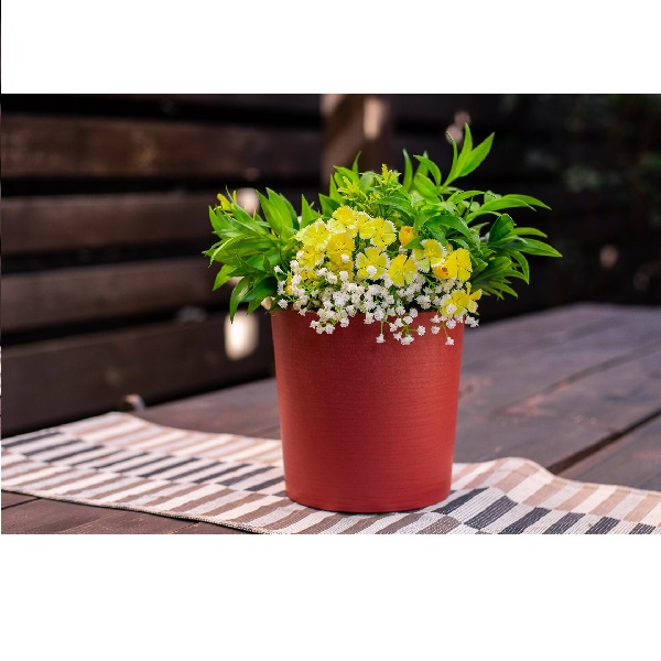 Горшок "ЭКО Цилиндр" D20 со встав. 5,2л гранит (красный) (дерево+пластик) (то)