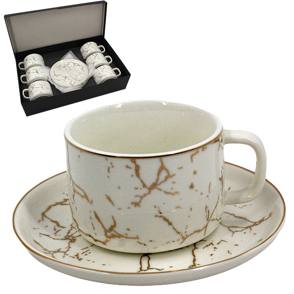 Кружка с блюдцем керамическая (набор 6шт)