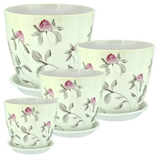 Комплект горшков Роспись бутон клевер кмпт из 4-х (РС 51)