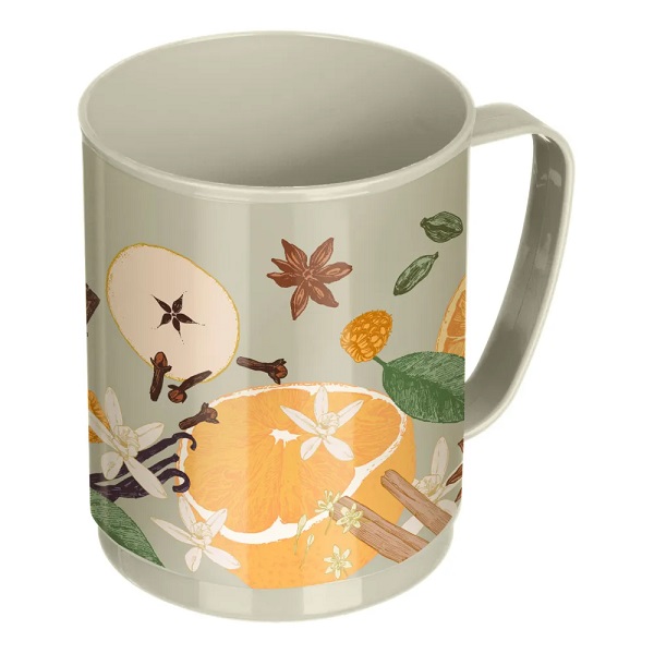 Кружка с декором "PICNIC" 0,4л (св.-серый)(то)