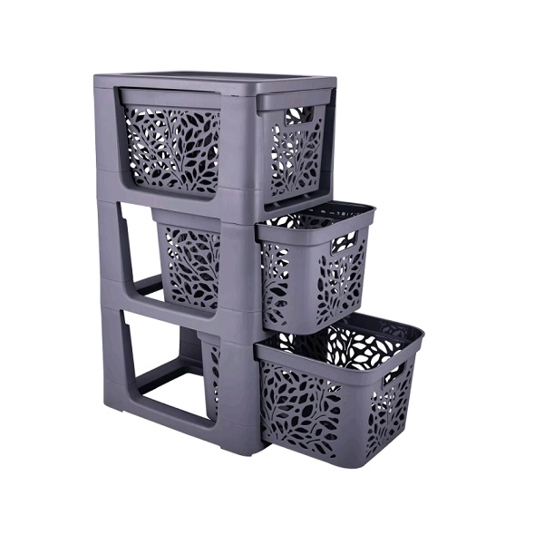 Комод на колесах 3 ящика по 18л Leaves (серый) (то)