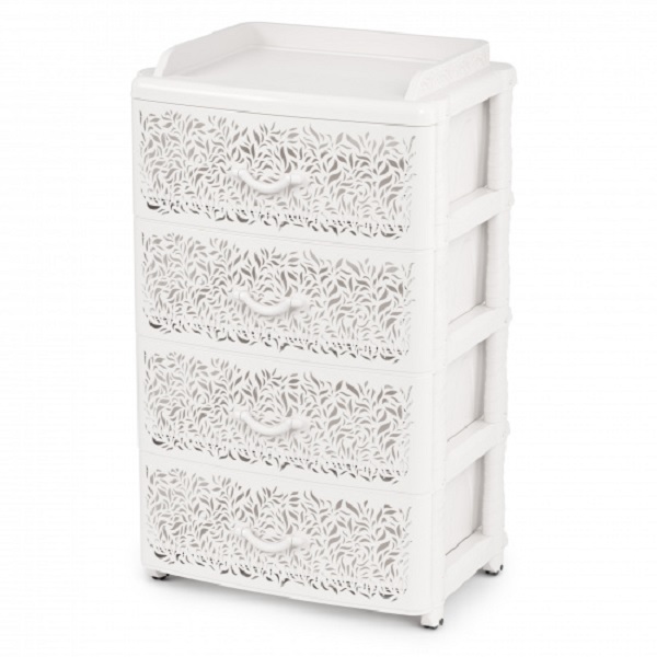 Комод 4-х секционный широкий "Аура" (белый)(то)