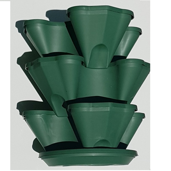 Каскад 3 кашпо с поддоном темно-зеленый