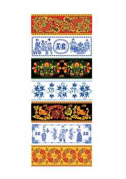 Пасхальная декор.термоусадочная пленка ХОХЛОМА-ГЖЕЛЬ 7фраг