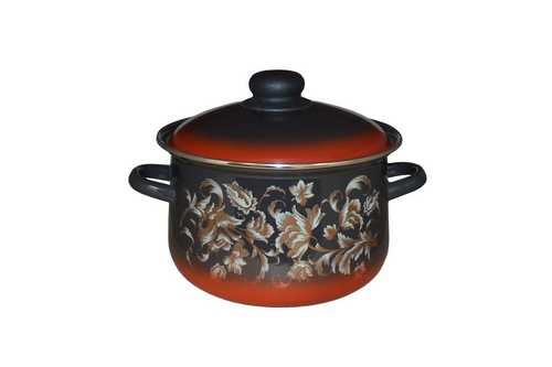 Кастрюля конич. 4л Драгоценная черная, синяя