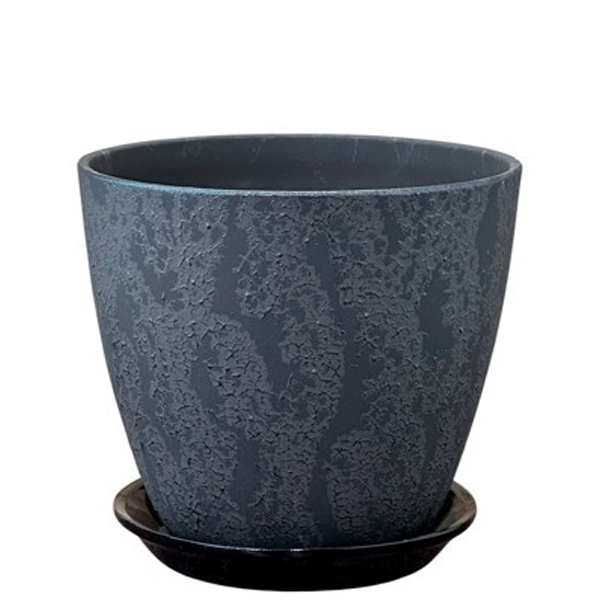 Горшок Роспись бутон шёлк графит 15см (РС 71/2)