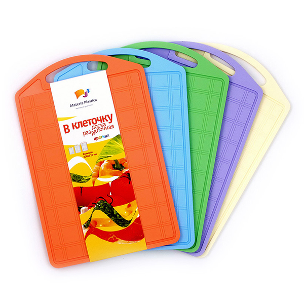 Доска разделочная "В клеточку" большая цветная 200x310