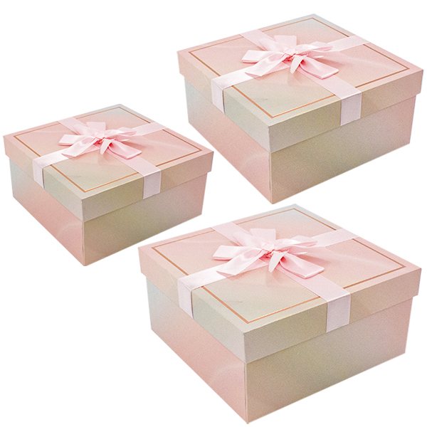 Коробка подарочная розовая набор 3шт (15*15*7см/17*17*8см/20*20*9см)