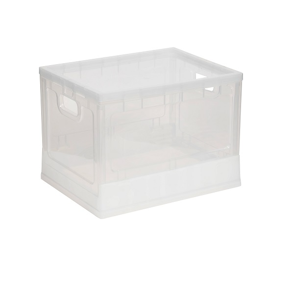 Ящик складной на колесах с крышкой 435х335х318мм (прозрачный) (то)