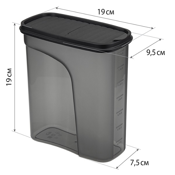 Емкость для сыпучих продуктов БЕСТ 2л (графитовый) (то)