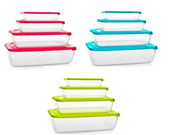 Комплект контейнеров для СВЧ (4шт) 0,45+0,9+1,9+3л прямоугольный (то)