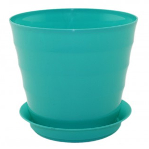 Горшок Лаура 0,7л с поддоном Бирюзовый