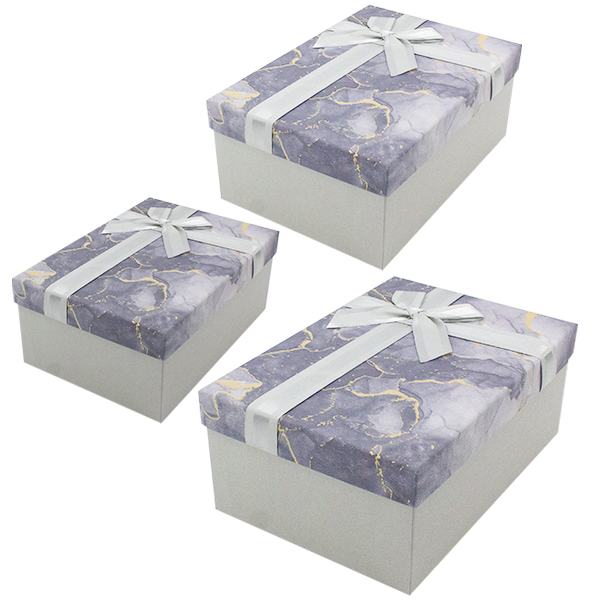 Коробка подарочная серая набор 3шт (17*12*6см/19*13*7см/22*15*9см)