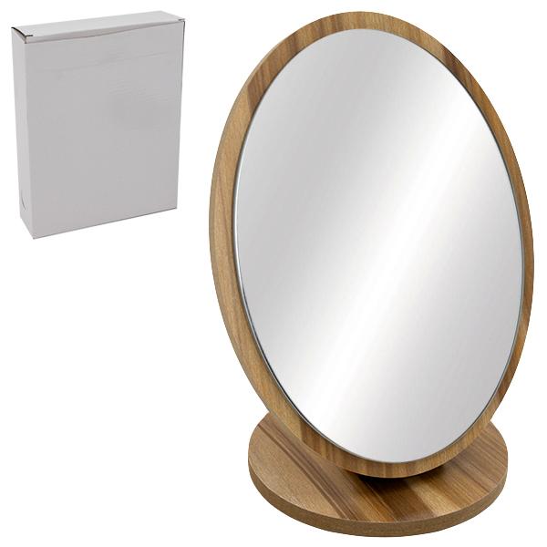 Зеркало овальное 23*16*13см,  в деревянной оправе 