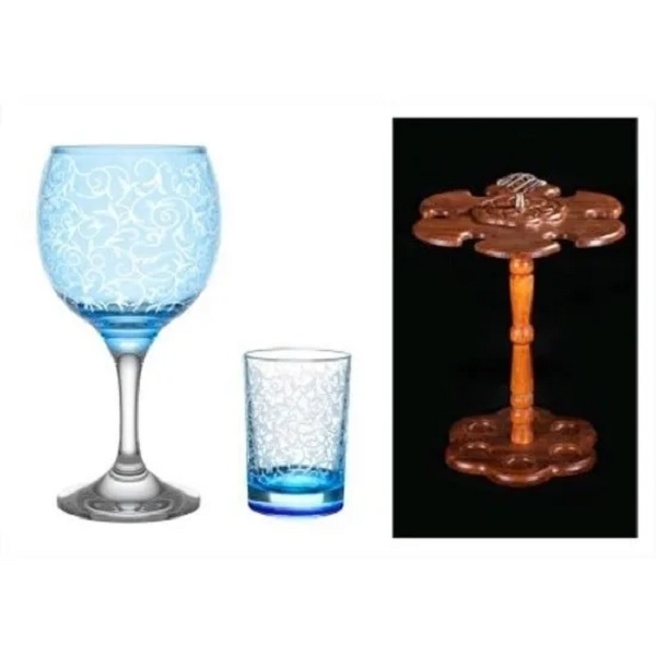 Мини-Бар 12пр. арт.1501-Н5Г "Лиана" (Голубой) (6фужеров+6 стаканов)