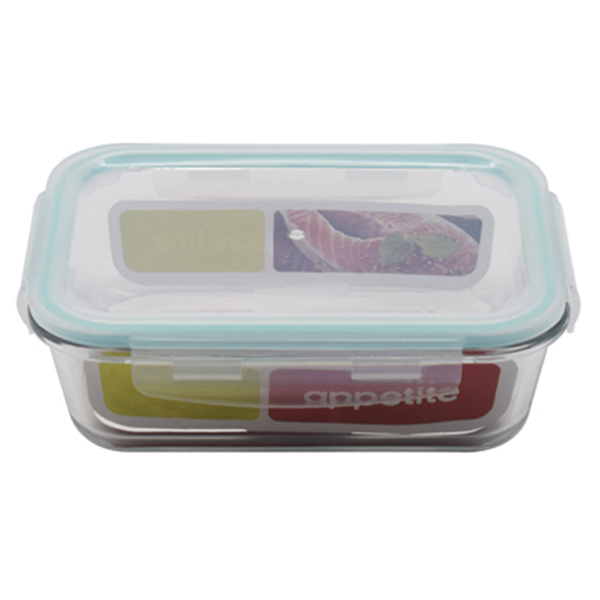 Контейнер стекл прям 1040мл бирюз ТМ Appetite