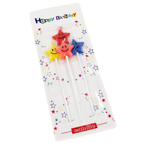 Свечи для торта h-12см ЗВЕЗДОЧКИ (набор 4шт)