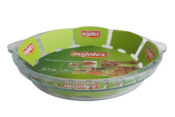 Форма стекл. круглая 22*4см/1,25л с ручкой