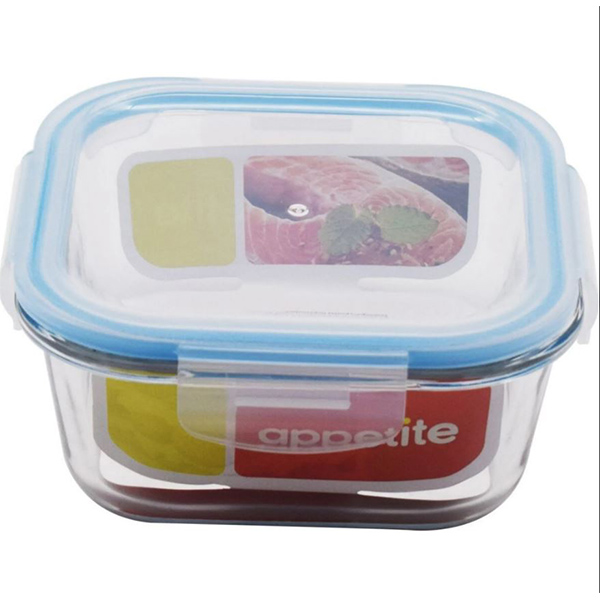 Контейнер стекл квадр 520мл син ТМ Appetite