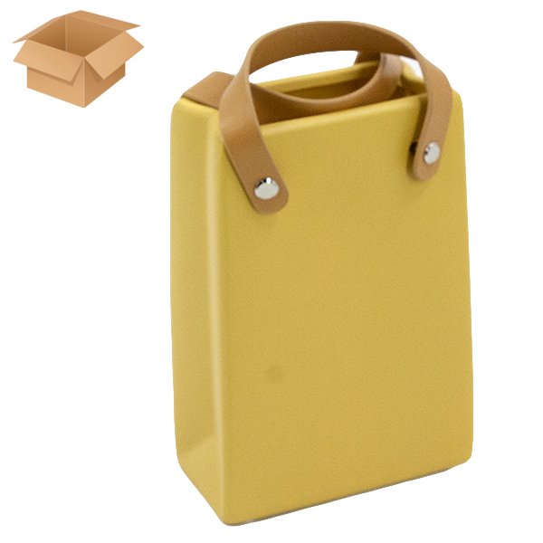 Кашпо-ваза керамическое ПОДАРОК желтое 12*6*24см