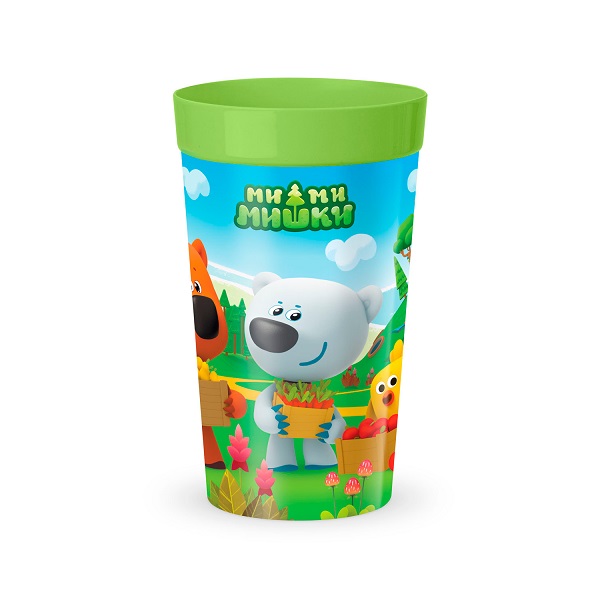 Стакан детский с декором 380мл "МИ-МИ-МИШКИ" (зеленый)(то)