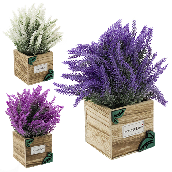 Цветок искусственный h-25см, в деревянном горшке