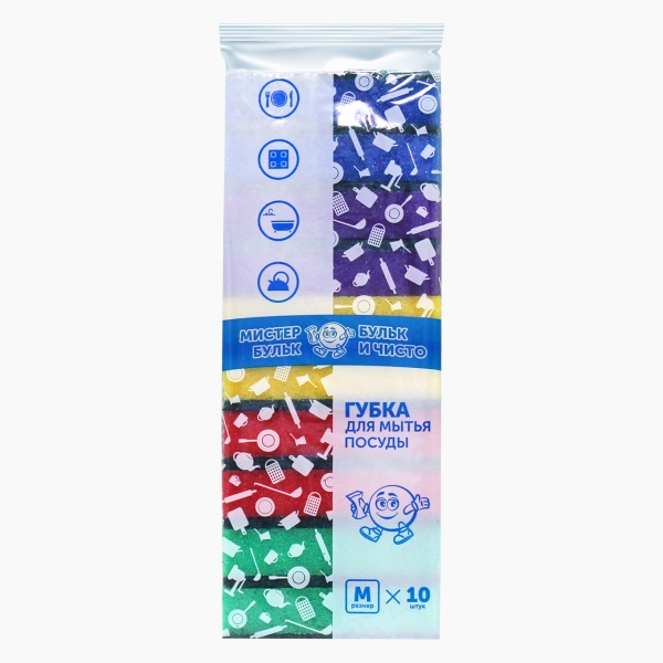 Губка для мытья посуды М 10 шт (84х60х23 мм)