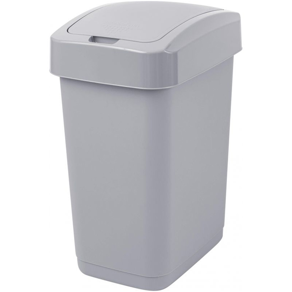 Контейнер для мусора 12л Step с крышкой-клапаном серый (то)