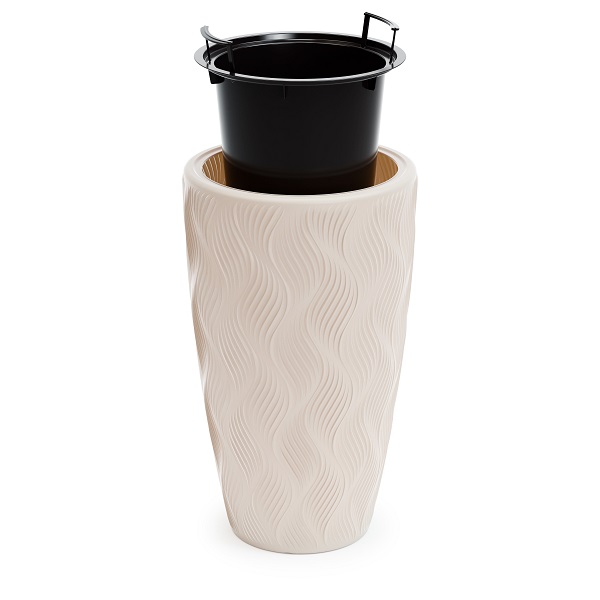Кашпо "Флэйм" 10/42л (со вставкой) (св.бежевый) (то)