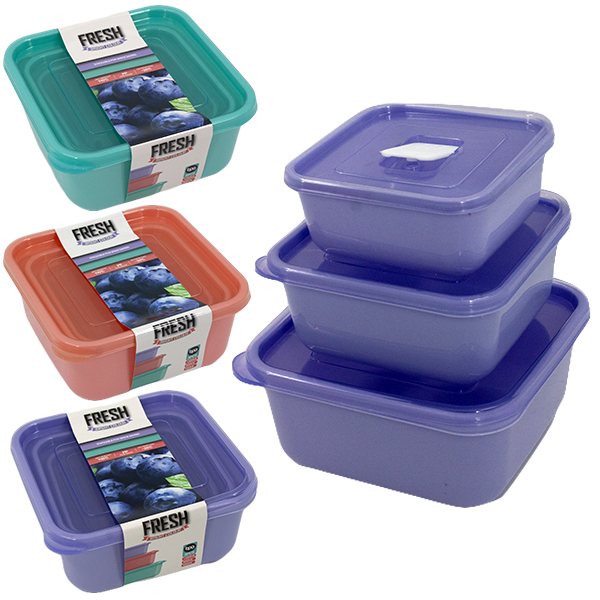 Контейнер для хранения продуктов пластиковый, набор 3шт (500мл/800мл/1200мл) 