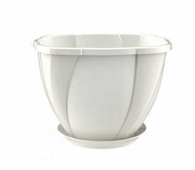 Кашпо Gloria 6л с поддоном (снежно-белый) (то)