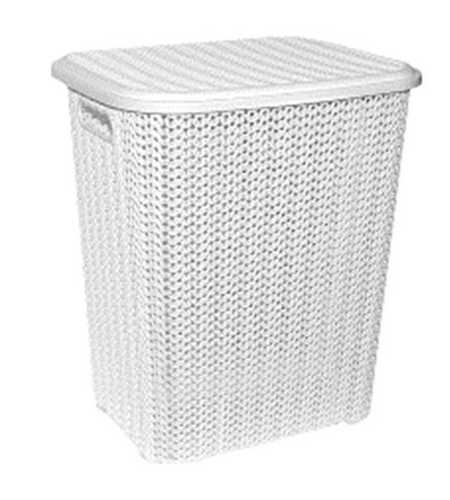 Корзина для белья "Вязь" 40л (белый) (то)