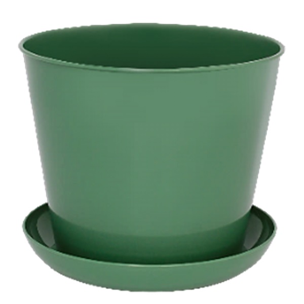 Кашпо круглое 1,2л с поддоном (темно-зеленый)