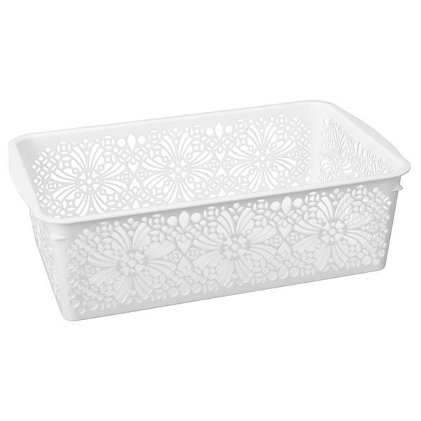 Корзинка универсальная "FLORAL" 380х250х125мм (белый) (то)