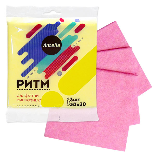 Салфетки вискозные универсальные 30*30см 3шт РИТМ Антелла