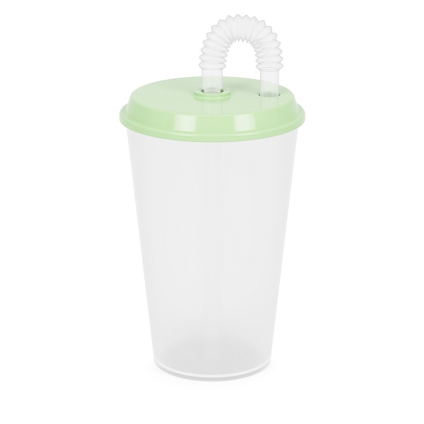 Стакан 0,5л (с крышкой и трубочкой)(зеленый) (то)