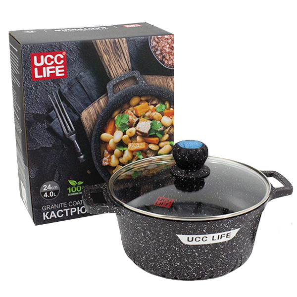Кастрюля со стеклянной крышкой 24см 4литра