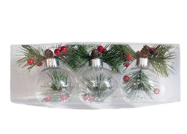 Шары елочные 8см, 3шт 