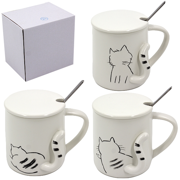 Кружка 300мл КИСА, с ложкой и крышкой(мятые коробки