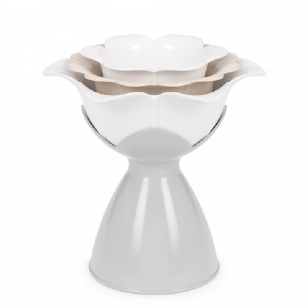 Набор воронок "Цветы" на подставке (3шт) (бело-серый) (то)